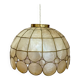 Vintage XXML lampshade pendant lamp in mother-of-pearl and brass