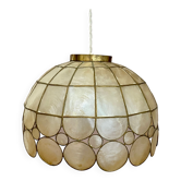 Vintage XXML lampshade pendant lamp in mother-of-pearl and brass