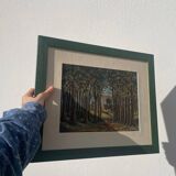 Peinture ancienne paysage breton cadre bois