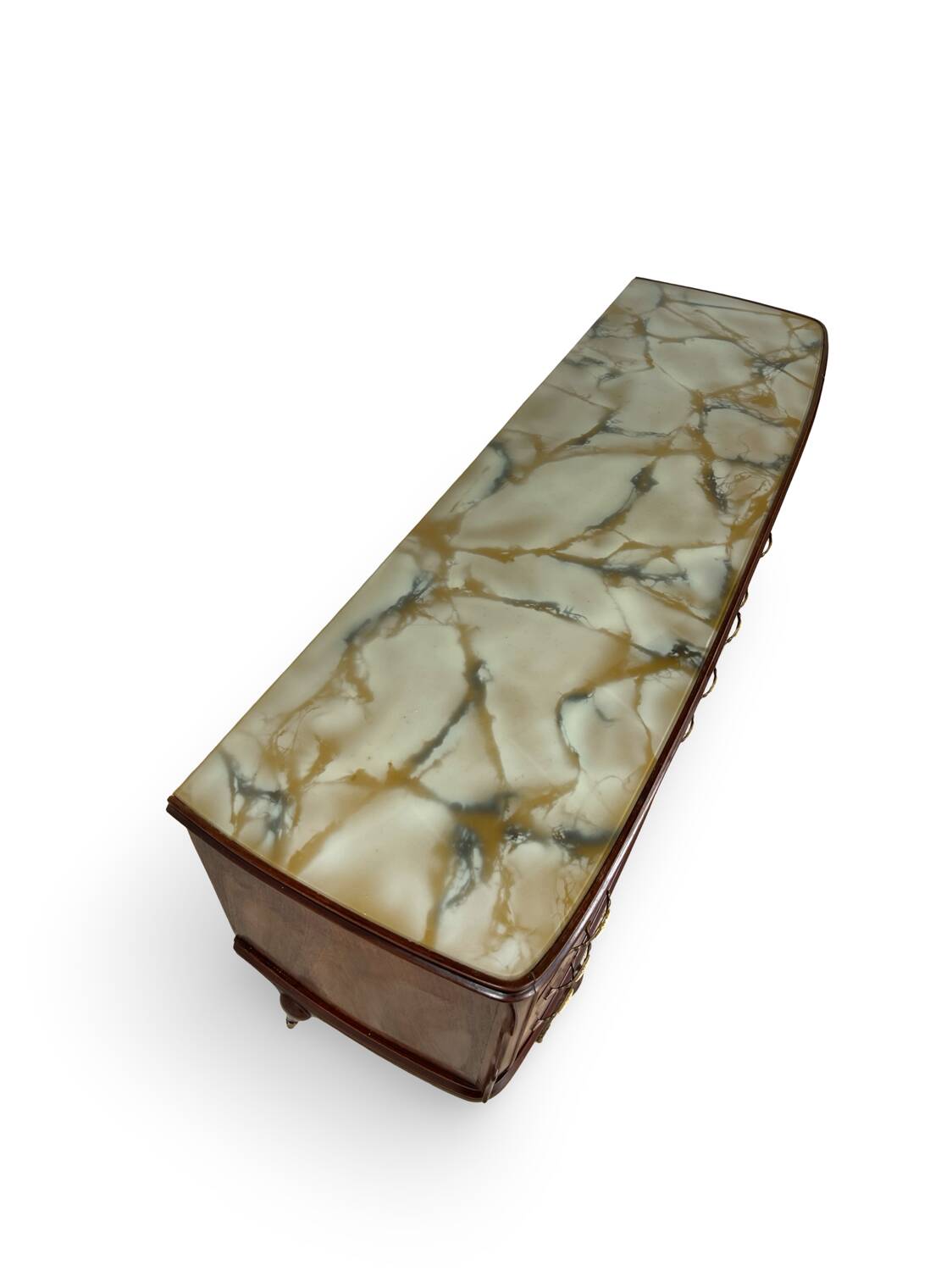 Commode en placage de palissandre avec plateau en onyx vert