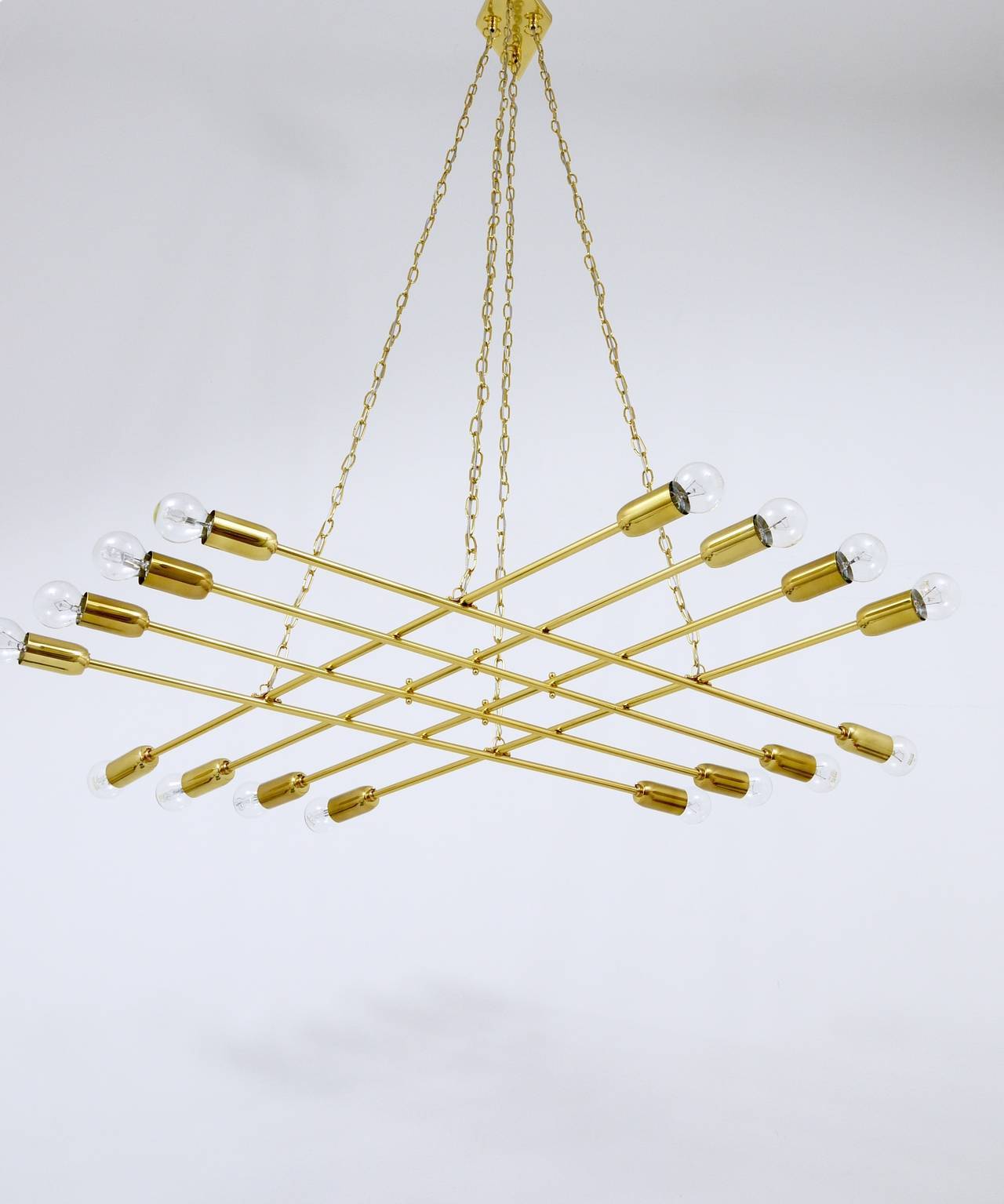 Grand lustre en laiton du milieu du siècle de Rupert Nikoll, Autriche, années 1950