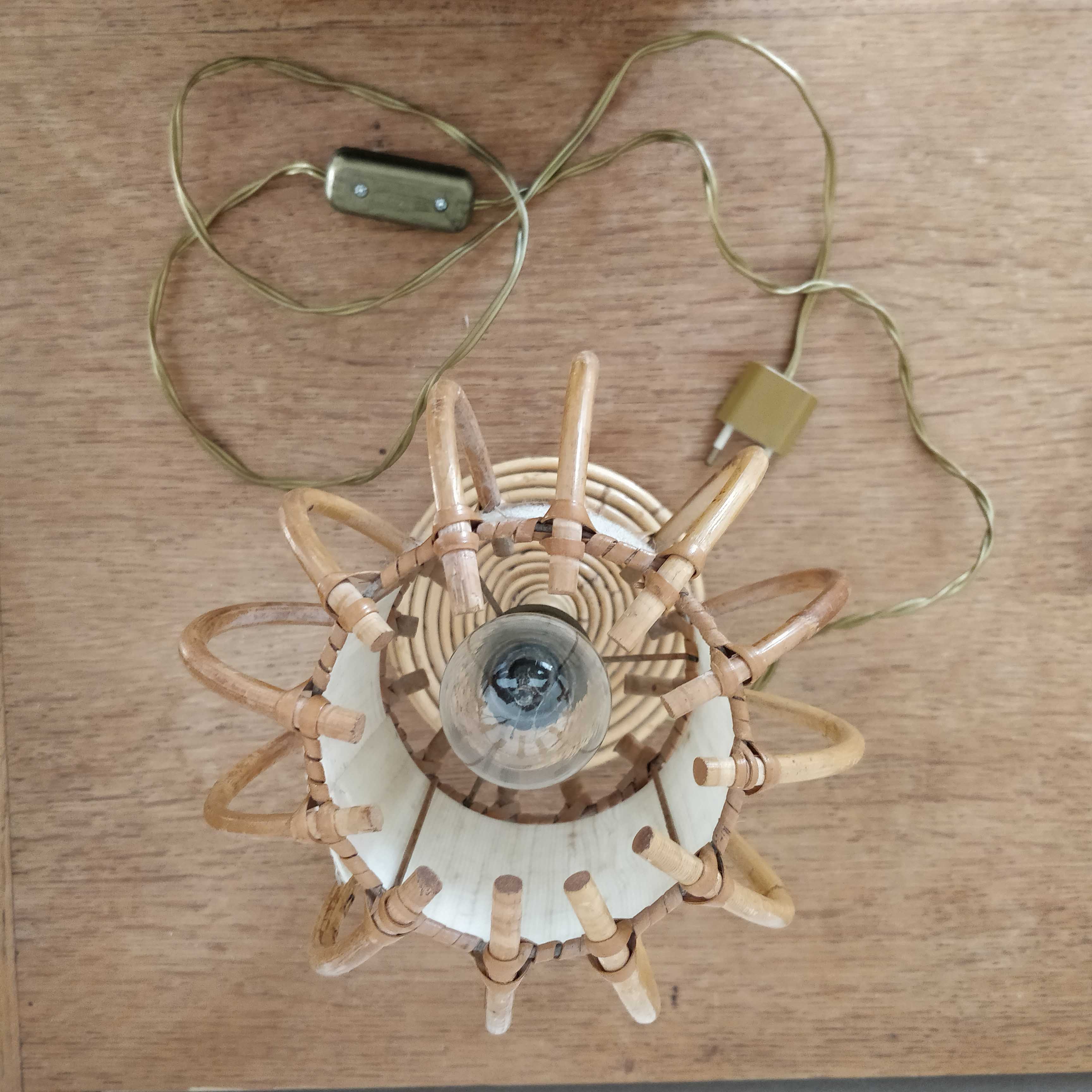 1960s rattan lamp or desk