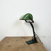 Vintage Green Enamel Bank Lamp, 1950s