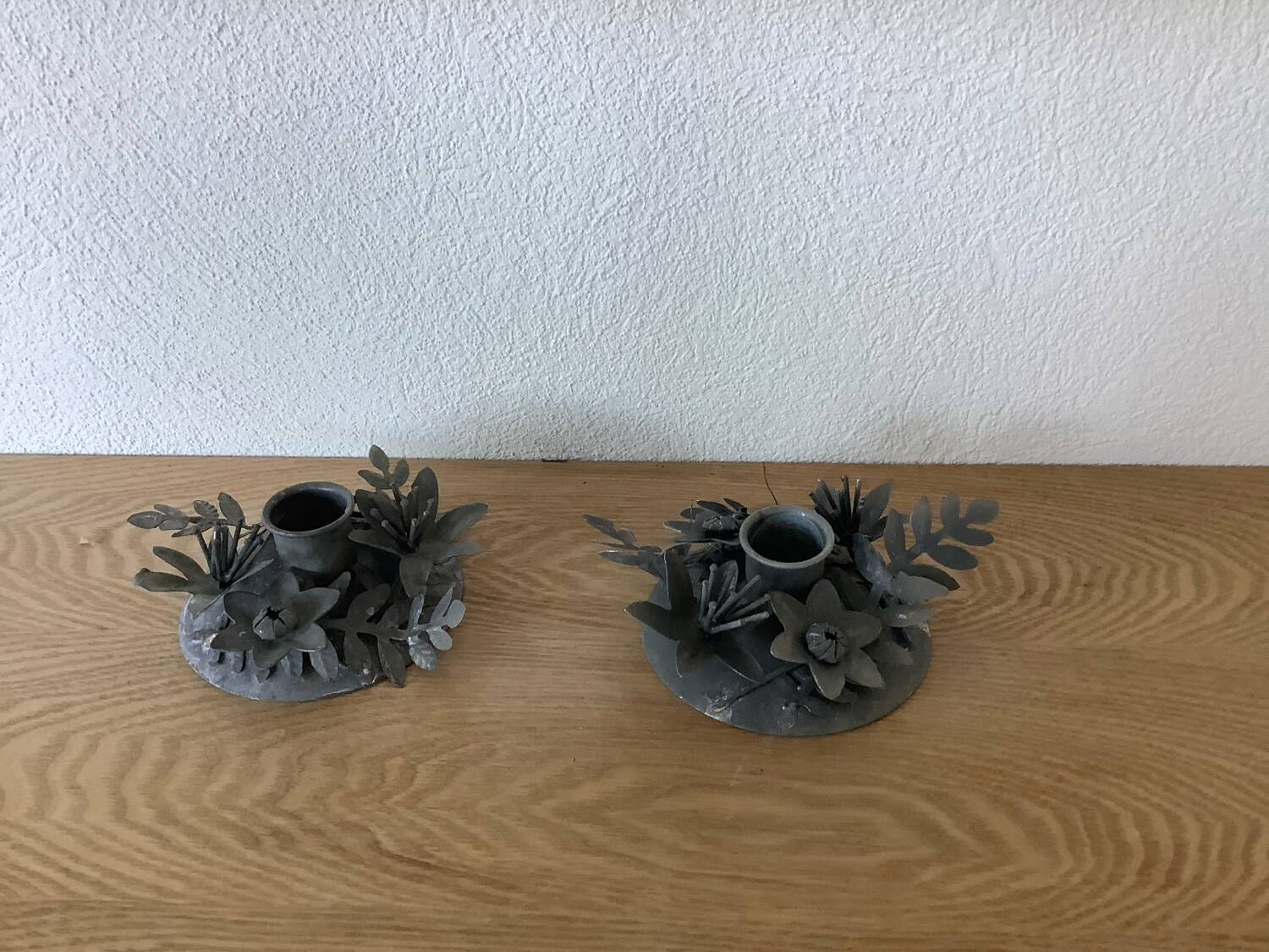 2 vintage flower candle holders