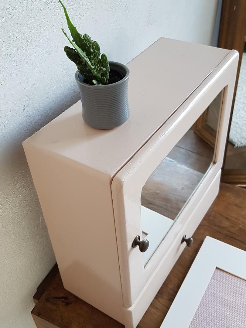 Vintage powder pink medicine cabinet