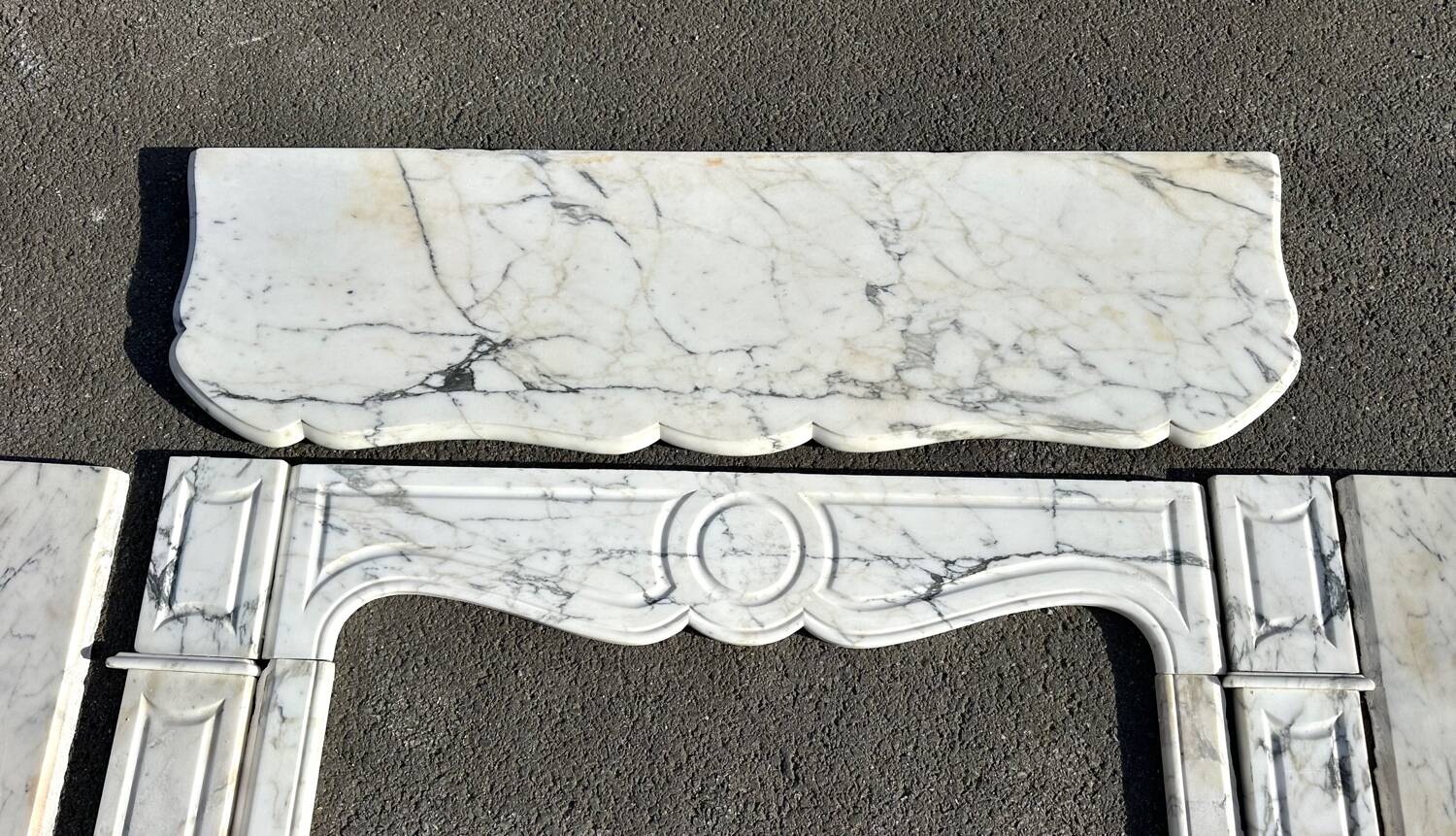 Paonazzo white marble Louis-style flat fireplace