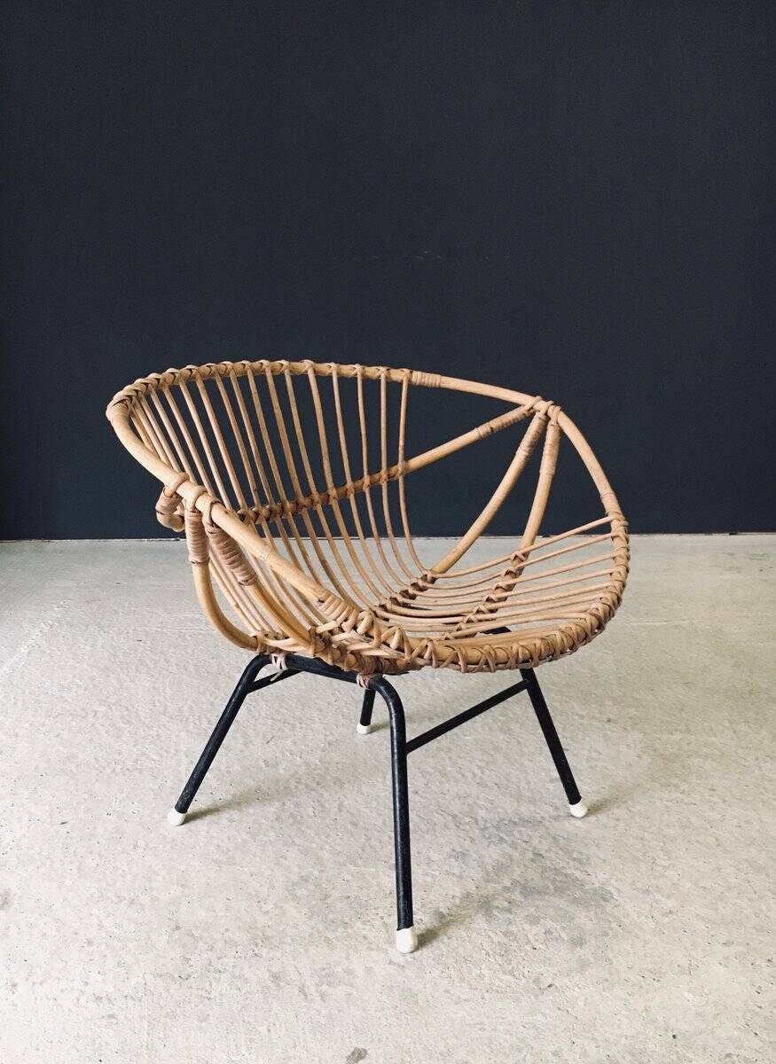 Mid-Century Modern Bamboo Lounge Chair, France, 1950s