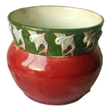 Faience pot cover slip decor fish garland