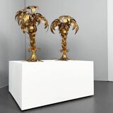 Pair of gold-plated palm tree table lamps by Hans Kögl, Germany, 1970s