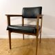 Mid-Century faux leather and wood armchair