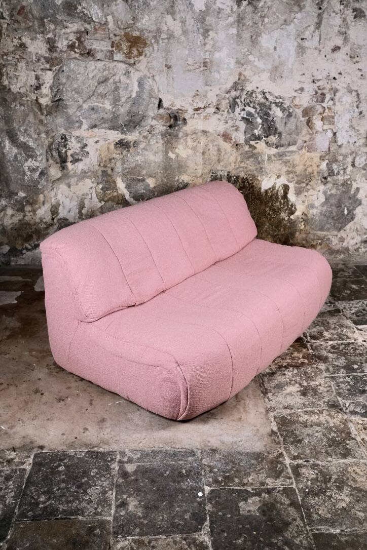 Canapé vintage rose, made in France, 1980s