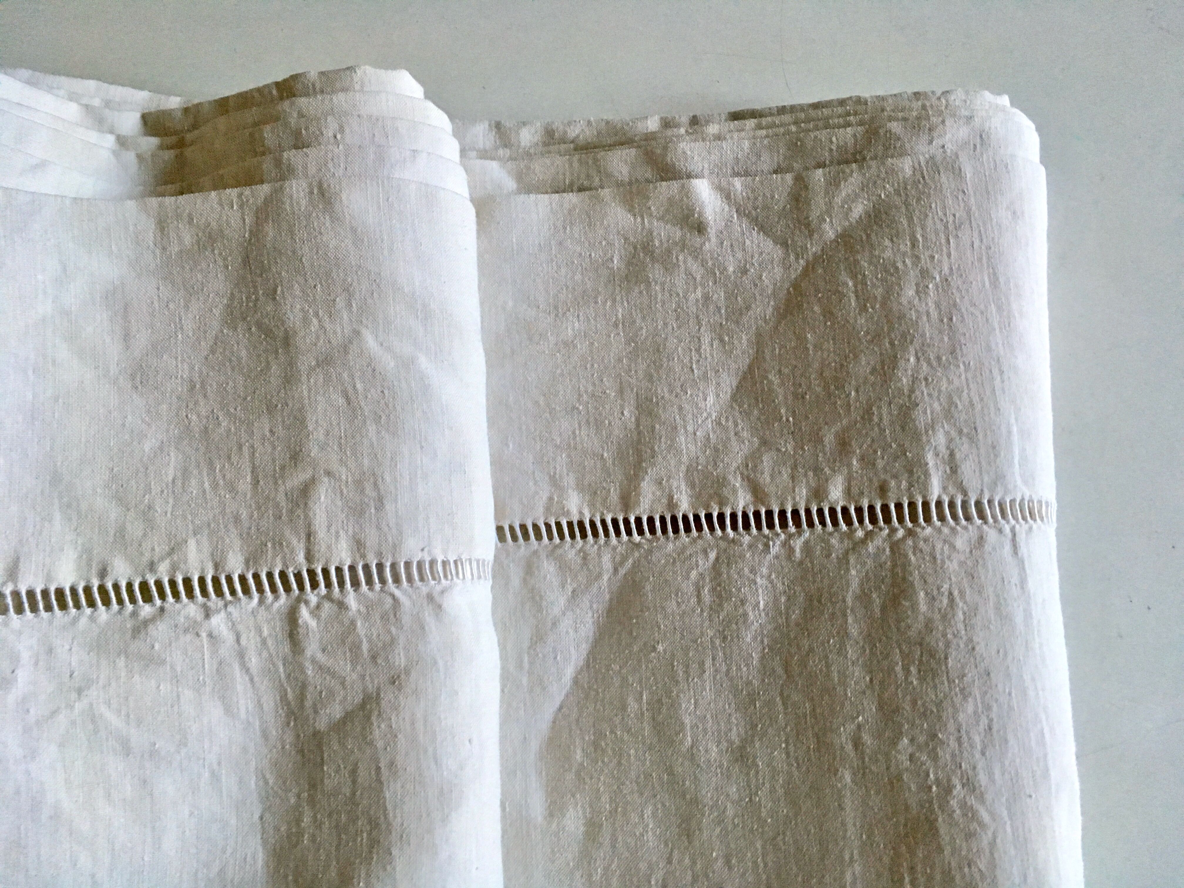 Linen old days embroidered linen sheet