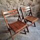 Pair of vintage French folding chairs – 1970s – beech wood chairs – rustic seats