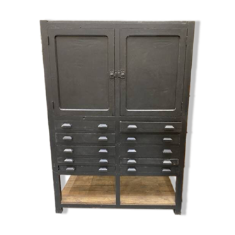 Meuble de métier en bois noir