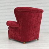 50s, Danish design, refurbished armchair, vintage velour