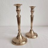 Bougeoirs chandeliers anciens balustre en laiton cuivre