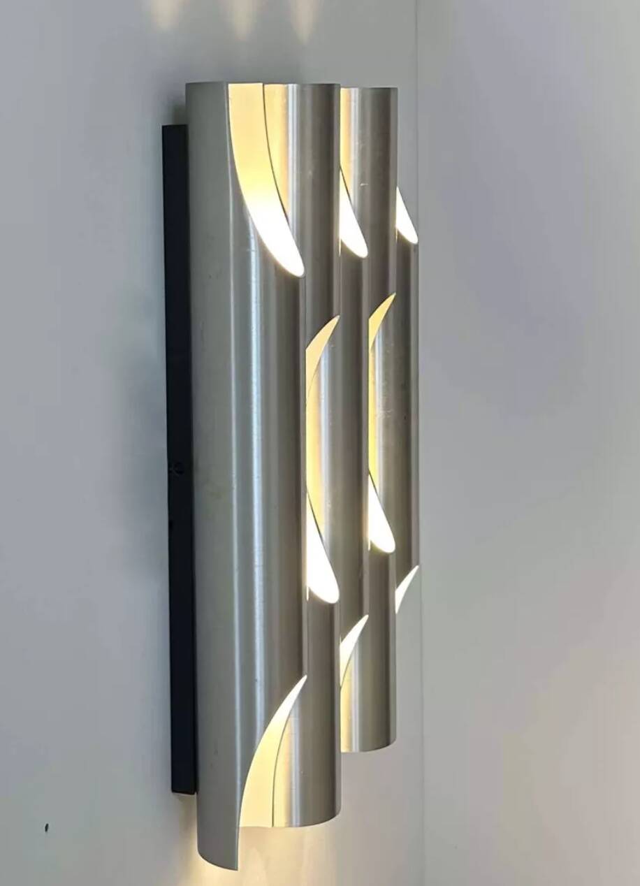 Applique vintage "Fuga XL", métal brossé, Raak Pays Bas 1970