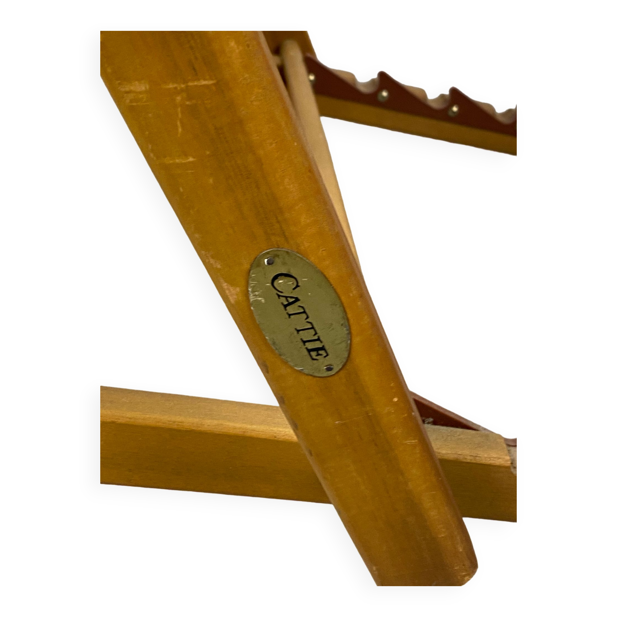 White fabric deckchair with wooden structure