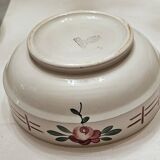 Vintage earthenware salad bowl with red flower decoration