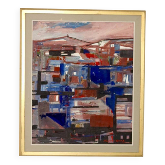 Huile sur panneau « Abstrait » Hultkrantz, Suède milieu XXème