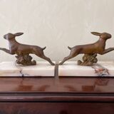 Art Deco Marble and Metal Bookends