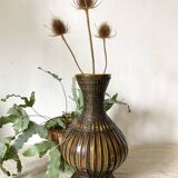 Bamboo and lacquered wood vase
