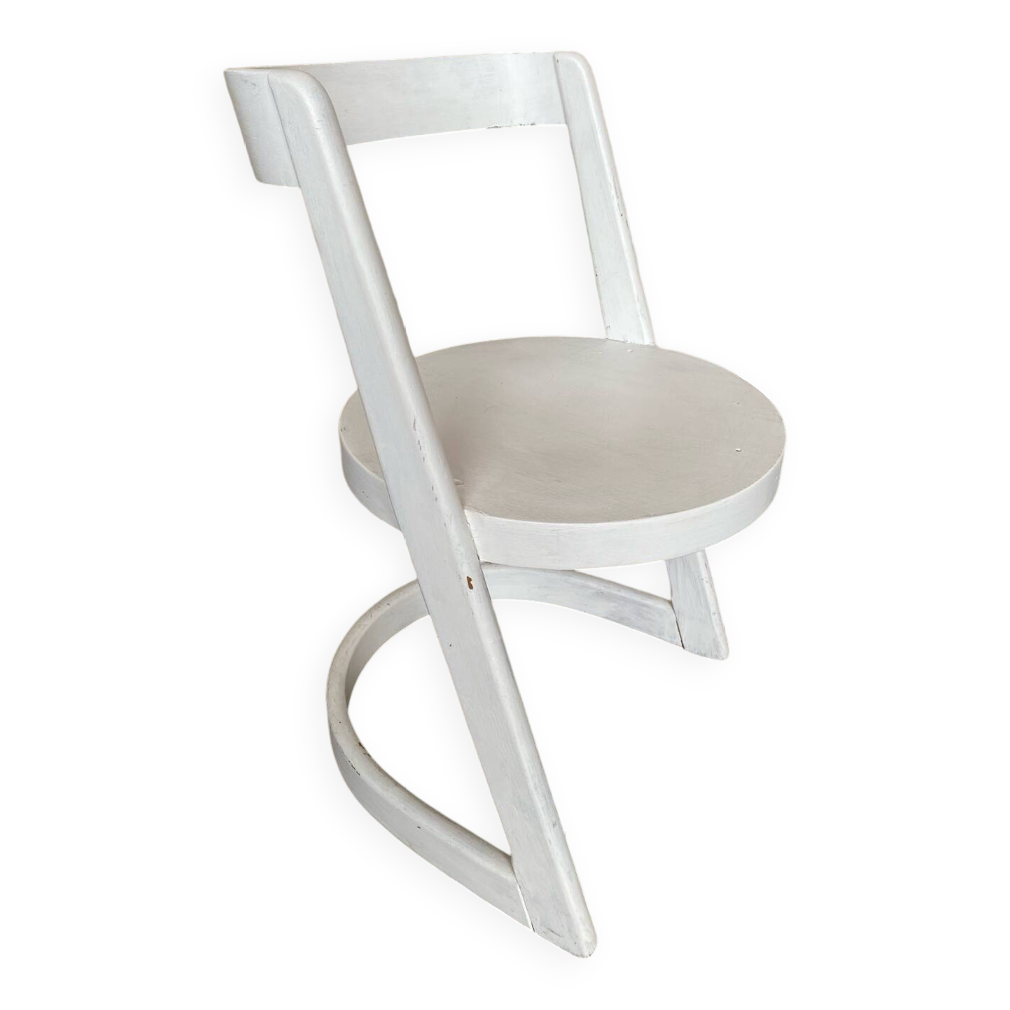 Old Baumann chair model Halfa white wood vintage 70s