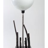 80s wooden lamp with polypropylene shade