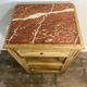 Provincial antique bedside table in walnut, with a red marble top.