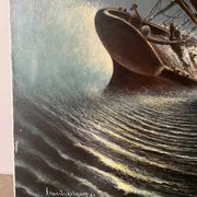 Marine, modern school, oil on canvas signed Van Ingelgam 1974