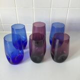6 blue and purple orangeade glasses
