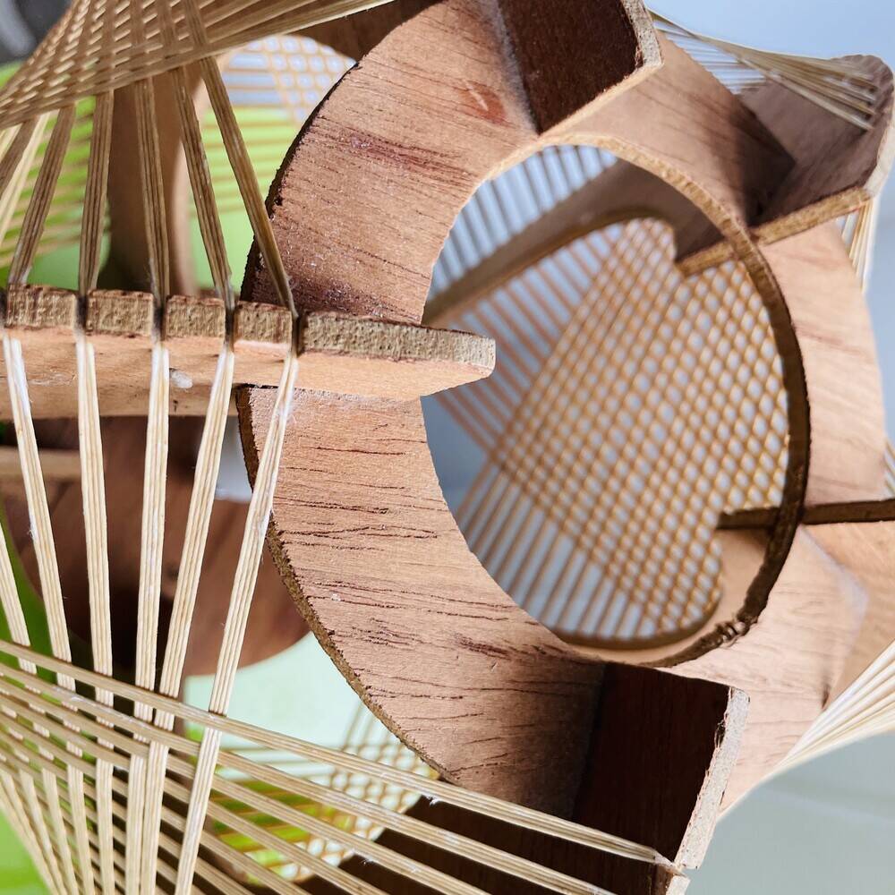 Mid century sculptural wooden table lamp