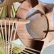 Mid century sculptural wooden table lamp