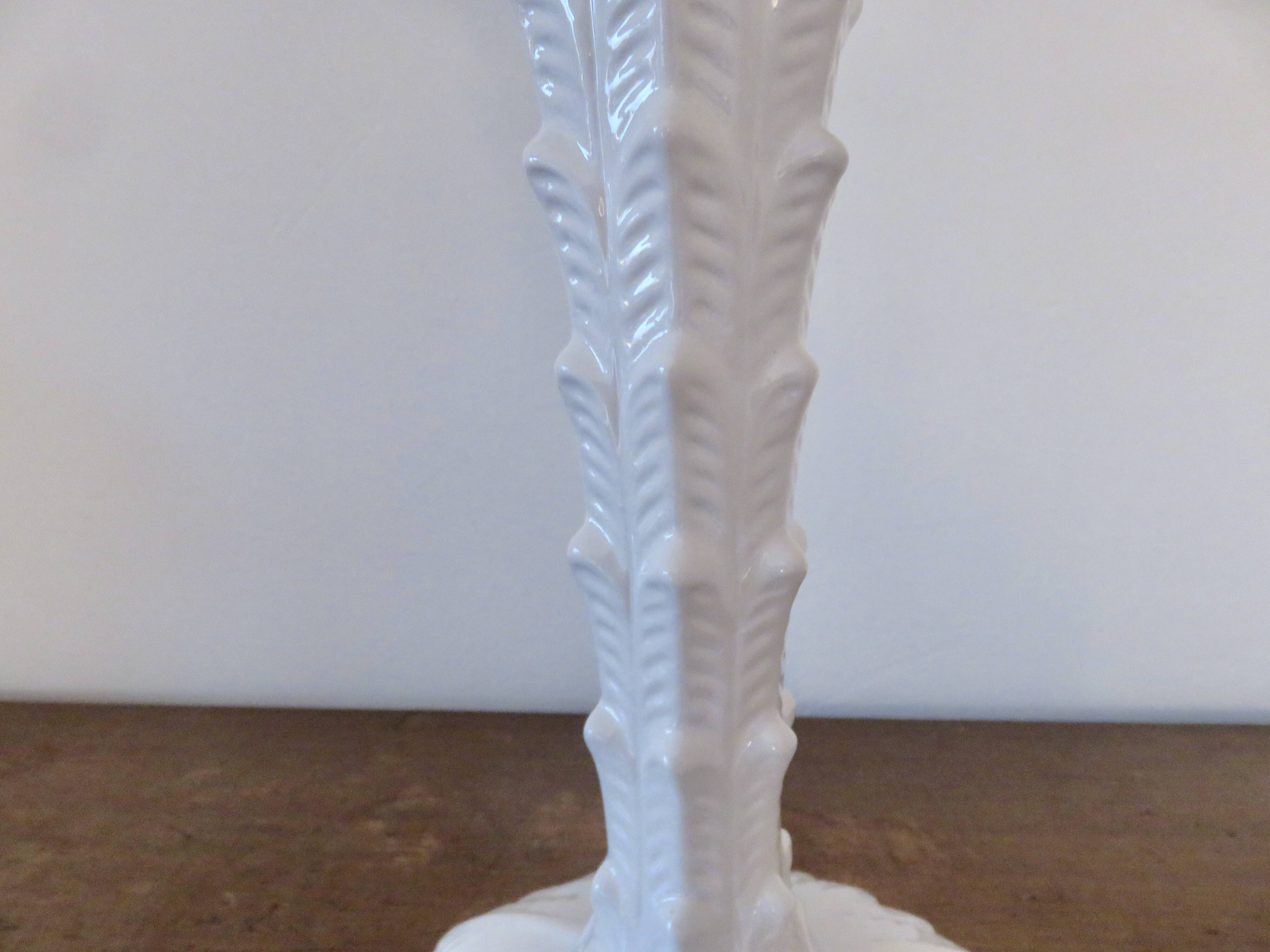 Grande lampe palmier, Italy, en céramique blanche, années 60