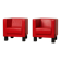 Uchida x Poltrona Frau — Pair of "Moji" armchairs in red leather