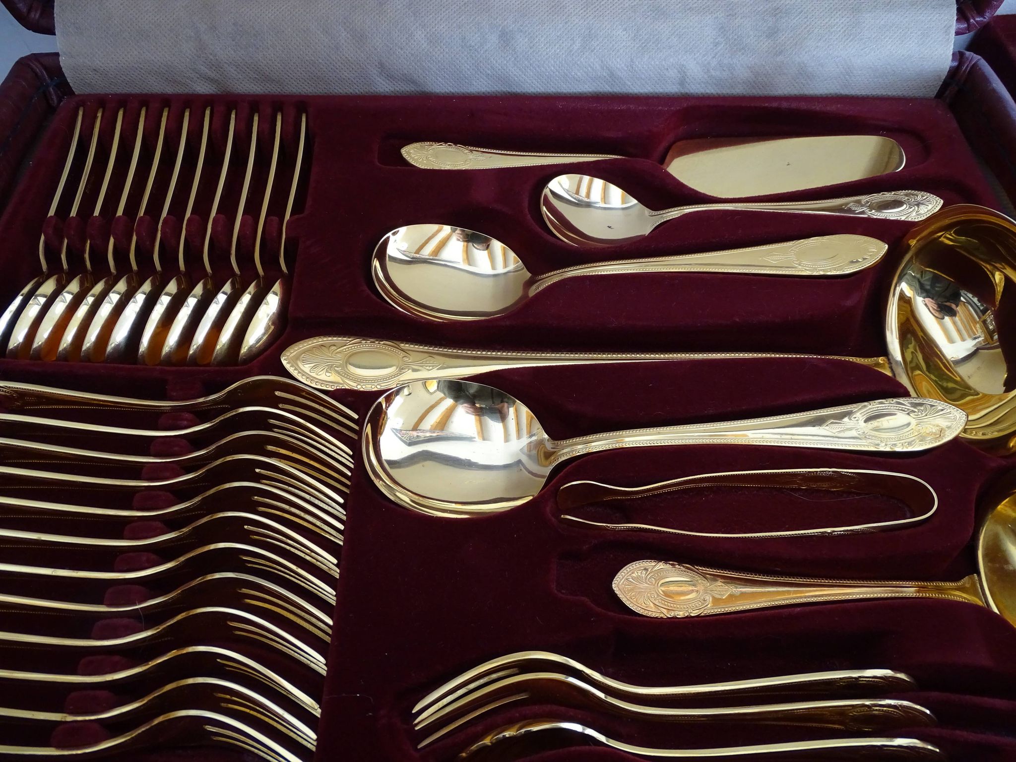 Ménagère Bestecke Solingen 70 pieces gold plated 24 carat for 12 people