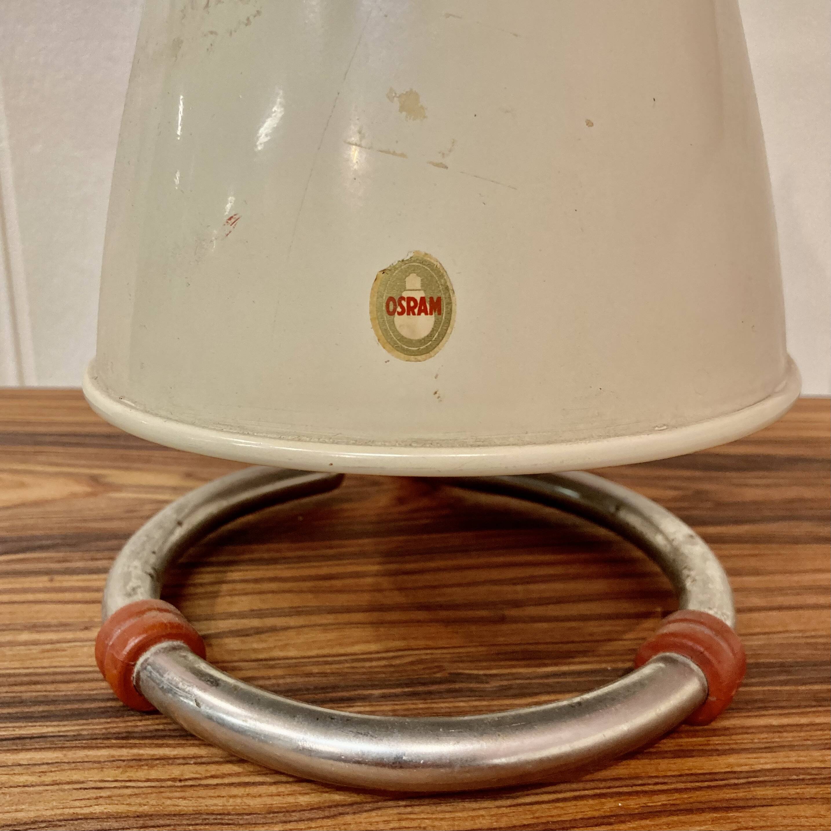 Pair of large metal osram lamps 1950.