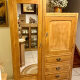 Asymmetrical raw wood wardrobe