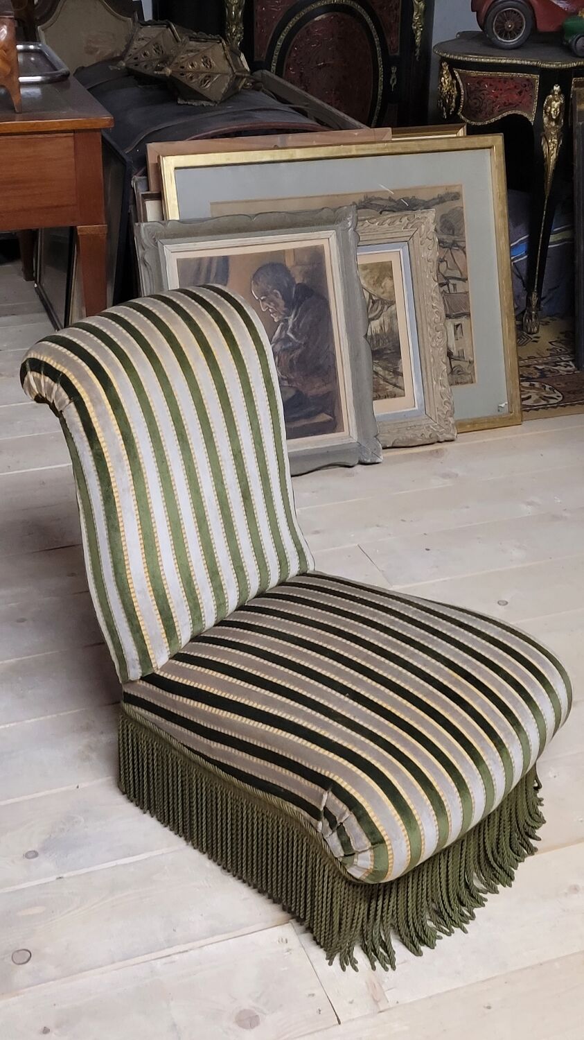 Napoleon III period velvet fireside chair