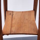 Art Nouveau wood stand planter with stone plaque