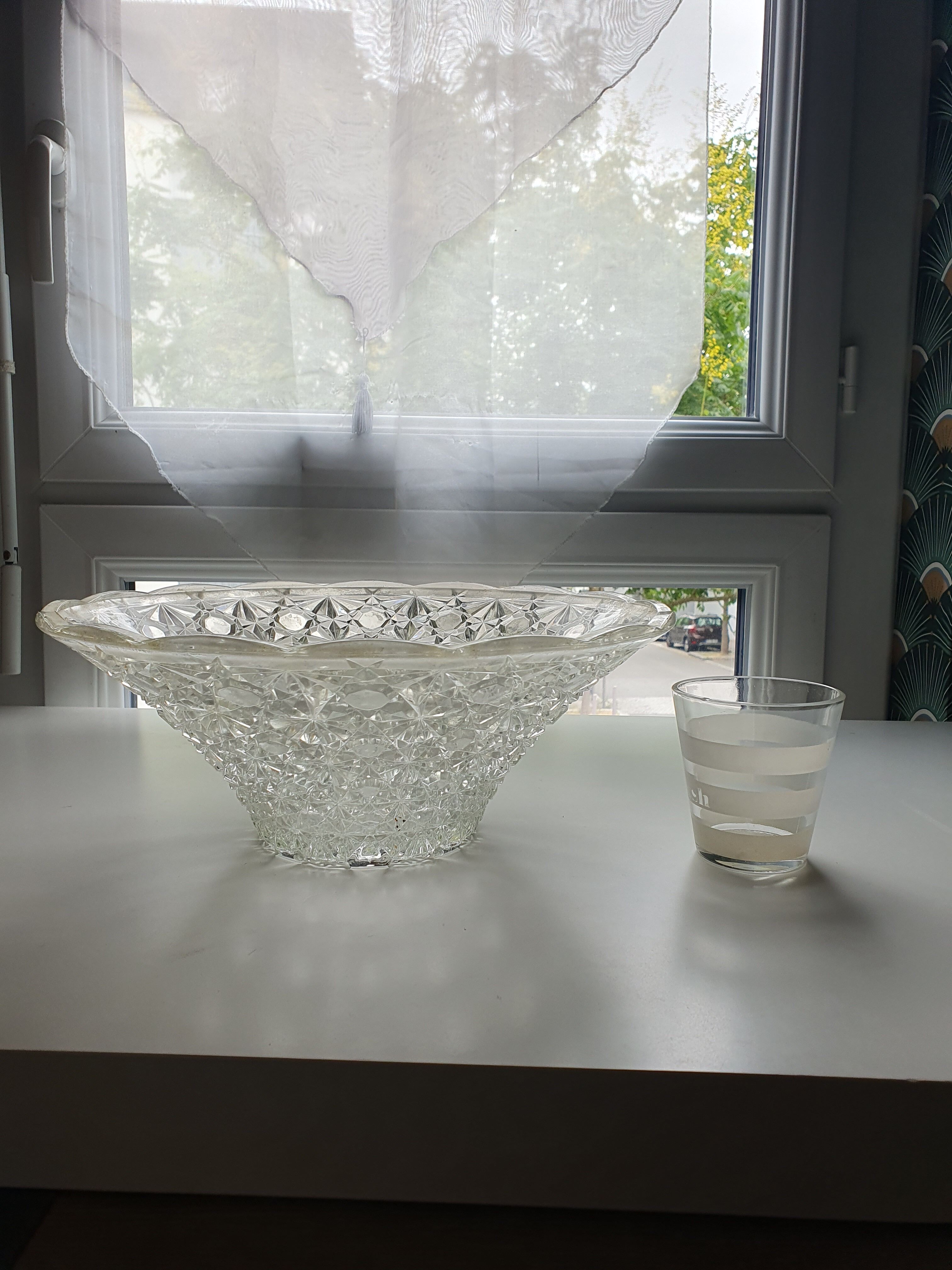 Cut glass salad bowl