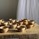 Set of 11 vintage coffee cups, raw matte stoneware H11