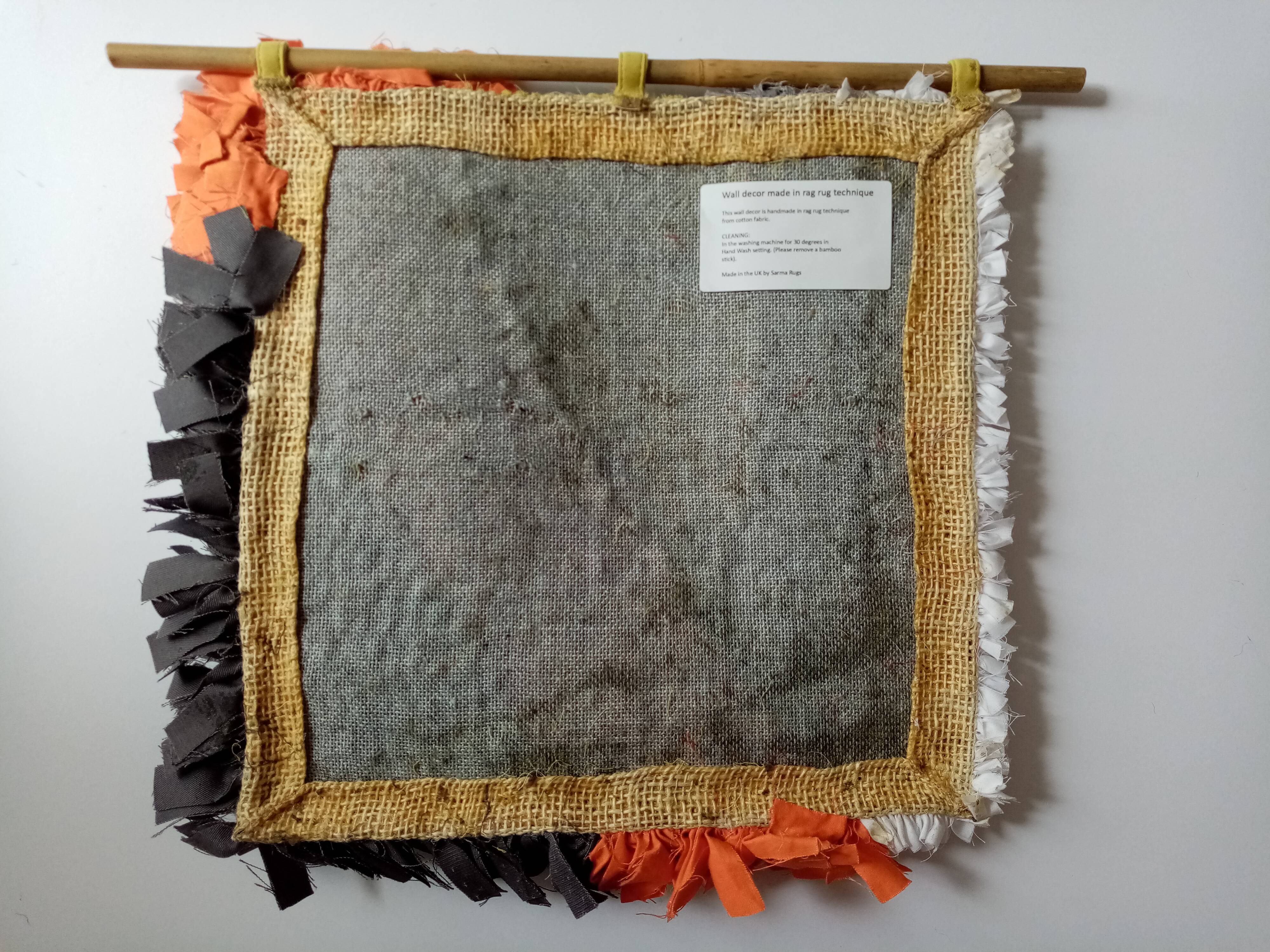 Contemporary handmade orange motive cotton wall decor