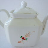 Rectangular teapot in Paris porcelain captioned "Friendship"
