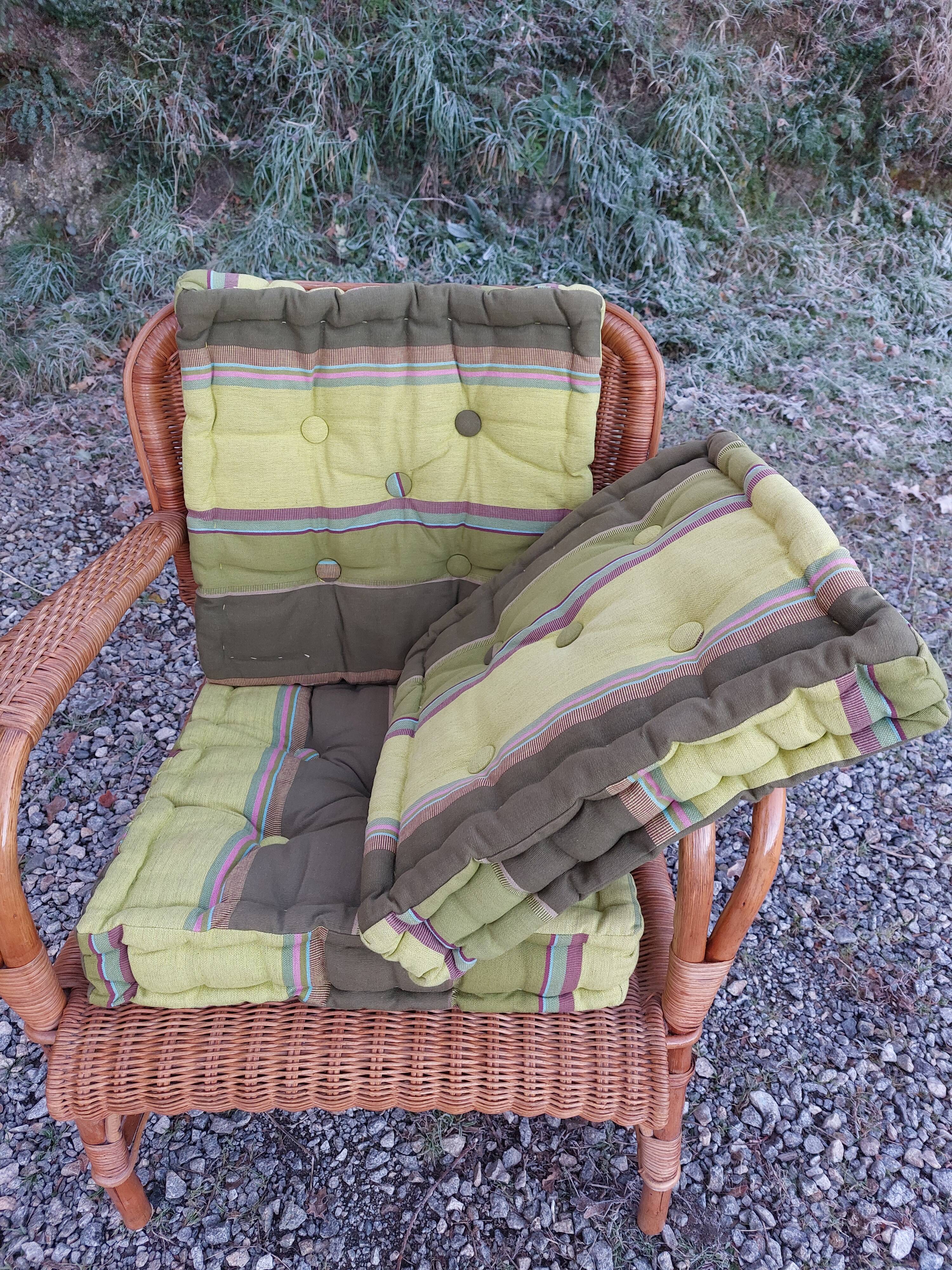 wicker armchair, bamboo wood