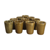 Lot of ten cups of Digoin sandstone