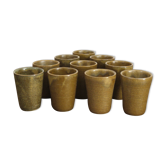 Lot of ten cups of Digoin sandstone