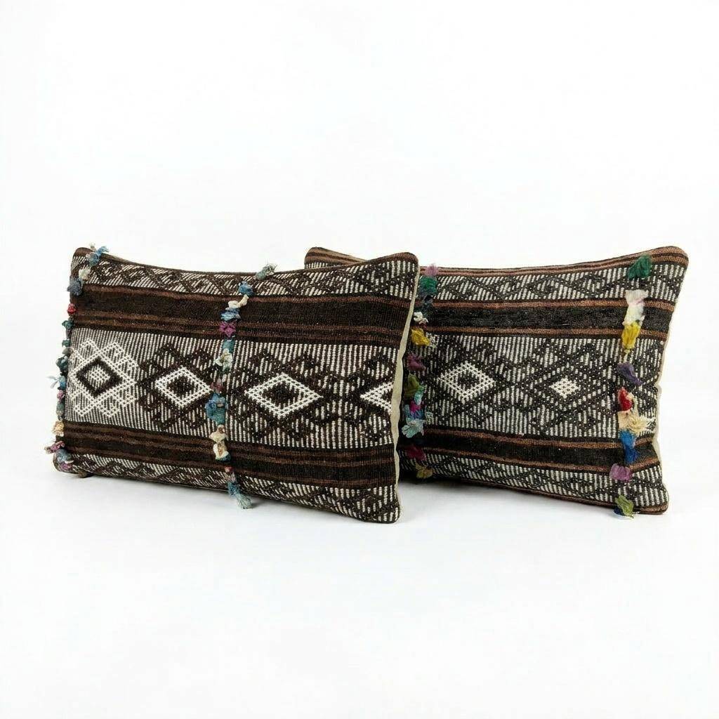 Set of 2 vintage kilim cushion covers 38x61 cm