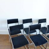 Lot of 6 velvet and chrome chairs Roche bobois