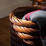 Large wicker basket, storage bucket or XL planter, 1970s